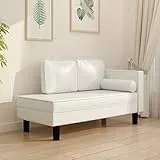 Homgoday Chaise longue con cuscino, poltrona relax, poltrona comoda, poltrona lounge, poltrona relax, comodità, per soggiorno, camera da letto, ufficio e cervicale, color crema in ecopelle