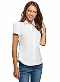 oodji Ultra Donna Camicia in Cotone con Maniche Corte, Bianco, XXS
