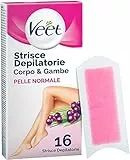 Veet Strisce Depilatorie per Gambe, Braccia, Ascelle e Zona Bikini, Confezione da 16 Strisce