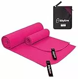 Bibykivn Asciugamani in Microfibra Set (180x80cm bagno + 80x40cm viso) - Asciugamano da Viaggio Compatto e Ultraleggero - Asciugamano Palestra Assorbente ad Asciugatura Rapida per la Palestra (Rosa)