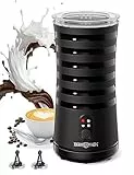 PARIS RHÔNE AMZPE-MF010B01, montalatte elettrico 4 in 1, per schiuma di latte calda e fredda, latte caldo, antiscivolo, forma maneggevole, spegnimento automatico, contenitore del latte, nero