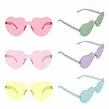 Comius Sharp Confezione da 6 Bicchieri da Festa, Occhiali da Sole Senza Montatura a Forma di Cuore, Occhiali Hippy Trasparenti di Colore Neon per Travestimenti, Accessori per Foto, Cosplay per Feste