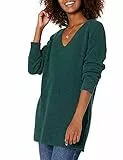 Goodthreads Maglione con Scollo a v Profondo in Cotone a Punto Shaker Donna, Verde Scuro Puntinato, S