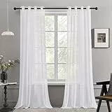 Deconovo Tende Camera da Letto Tende per Interni Moderne 2 Pezzi Trasparenti in Voile per Casa Finestre 140x290 CM Bianco
