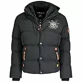 Geographical Norway Verveine Men Distribrands - Giacca calda da uomo con cappuccio - Giacca a maniche lunghe - Cappotto invernale caldo da uomo - Giacca da esterno con fodera imbottita (Nero M)