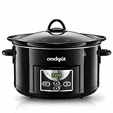 Crock-pot Pentola per Cottura Lenta, Slow Cooker, Capienza 4.7 lt, fino a 6 Persone, Spegnimento Automatico, 2 Impostazioni Cottura e Funzione mantenimento in caldo automatica, 220 W, Ceramica, Nero