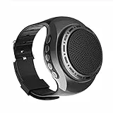 Tenglang Altoparlante per orologio da polso Bluetooth, scheda altoparlante wireless BT con radio FM Portatile per sport all'aria aperta con LED colorato Scheda di memoria da 32 GB (nero)