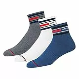 NAVYSPORT Advance Serie calzini sportivi da uomo a un quarto di lunghezza con cuscino attivo extra resistenti multiuso, Confezione da 3, Taglia: 38-42, (Blu Denim, Bianco, Antracite)