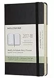 Moleskine Agenda Settimanale Formato Calendario, 18 Mesi, 2017/2018, Copertina Rigida, a Righe, Tascabile, Nero