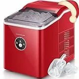 NORTHCLAN Macchina Ghiaccio 12KG in 24h, Pronto in 6 Minuti, Macchina del Ghiaccio Casa 2L, Macchina per il Ghiaccio Professionale Silenzioso Compatto Senza Impianto Idraulico (Rosso)