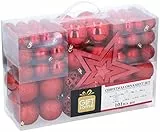 Giftsome Palline di Natale Rosse - 101 Palle di Natale - Decorazioni Albero di Natale Plastica - per uso Esterno e Interno - Addobbi Albero di Natale - Ø3/ 4/6 Centimetri