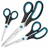 Westcott N-90027 00 - Set di forbici 'Easy Grip', 3 pezzi, 13 cm, 21 cm, 25 cm, colore: Nero/Blu