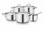 Barazzoni Chef Line Batteria 9 Pezzi, Acciaio Inossidabile, Argento, 22 cm