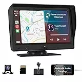 CAMECHO Wireless Apple CarPlay e Android Auto Portable Car Stereo, 7 Pollici HD Touch screen Autoradio con fotocamera anteriore e posteriore, 32G TF Scheda, Assistente vocale, Siri, Bluetooth