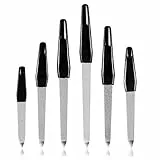 URAQT Limetta Unghie, 6 Pezzi Lime per Unghie in Acciaio Inossidabile Lavabile a Doppia Faccia a 6 Dimensioni, Tampone Unghie Metallo con Manico Lungo per Cura Unghie Manicure Pedicure