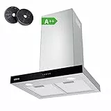 CIARRA Classe A++ Cappa Aspirante 60 cm CBCS6102 650 m³/h Touch Control 4 Livelli Inclusa Booster Scarico Ricircolo Aria cappa Cucina Montaggio a Parete Acciaio Inox con Filtri Carbone CBCF003