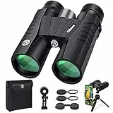 Aiious Binocolo adulto 12x42, binocolo compatto ad alte prestazioni, impermeabile, per birdwatching, trekking, caccia, viaggi, tracolla, adattatore per smartphone e treppiede