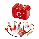 Klein Theo 4431 Valigetta da Dottore con Accessori, Stetoscopio, siringa, cerotti, Valigetta con Pratica Maniglia, Dimensioni: 21 cm x 14,5 cm x 13 cm, Giocattolo per Bambini a Partire da 3 Anni