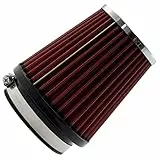 AERZETIX - C64464 - Filtro dell'aria sportivo Ø90 85 80 75 70 63.5 60mm universale - colore rosso - per auto competizione tuning carrozzeria moto meccanica sistema di aspirazione dell'aria motore