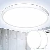 OUILA Ø22CM Plafoniera LED Soffitto, 6500K 18W Moderno Lampada da Soffitto 1800LM Plafoniera Rotonda IP44 Plafoniere da Ufficio per Camera da Letto, Cucina, Balcone, Soggiorno, Corridoio(2 Pezzi)