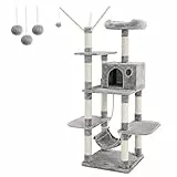 FEANDREA Tiragraffi, Albero per Gatti, con Amaca, Grigio Chiaro PCT86W