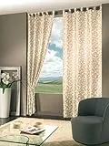 Home Collection MON116 Tenda Monaco Jacquard, Poliestere, Naturale, 140x290 cm
