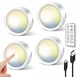 Luce LED Vetrina Ricaricabili USB - 1000mAh Dimmerabile Luci Armadio con Telecomando Faretto a Batteria per Interni Lampada Sottopensile Cucina Senza Fili Illuminazione Notturne per Scale Guardaroba