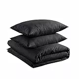Amazon Basics - Set copripiumino in 100% cotone morbidissimo - 260 x 220 cm / 50 x 80 cm, Nero