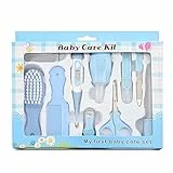 Kit Neonato - MKNZOME Spazzola Neonato Set Bagnetto Neonato Tagliaunghie Neonato Adatto a Neonato Maschio e Ragazze, Neonati Regali Utili Kit Neonato Igiene Nascita 10 Accessories (Blu)