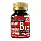 LABOTTEGADEGLIINTEGRATORI - Vitamina B12 1000 mcg 500 Compresse 1 al dì |origine non animale | Cianocobalamina e Metilcobalamina | Sistema Immunitario e Energia |Senza Glutine e Lattosio
