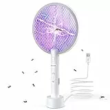 PALONE Racchetta Zanzare Elettrica, 3000V con USB Ricaricabile LED 2-In-1Racchetta Zanzare Elettrico, Protezione Maglia a 3 Strati, Adatto per Casa Giardino Campeggio Interni ed Esterni