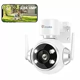 Ctronics 2.5K 4MP Telecamera Wi-Fi Esterno 2,4Ghz/5Ghz, PTZ Videocamera Sorveglianza Esterno Wifi con 355°Pan /90°Tilt, Visione Notturna a Colori 30m, Rilevamento Umano e Auto Tracking IP66 (Bianco)