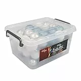 Wohaga Set di 70 palline di Natale in contenitore per il trasporto, palline per albero di Natale, colore: mix blu ghiaccio