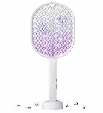 Hywean Scacciamosche Elettrico 2 in 1 Ricaricabile Racchetta Zanzare Elettrica 2700V Protezione Maglia a 3 Strati per Interni e Esterni