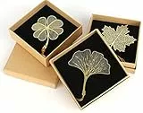 Boisbresil 3PCS Segnalibro Decorazione Nappa Foglia di Metallo Dorato 3D con Quattrifoglio, Acero e Ginkgo Biloba