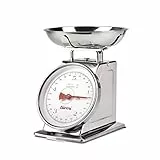 Girmi PS90 Bilancia Meccanica da cucina, 20 g - 5 kg, Acciaio INOX