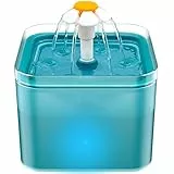 AONBOY Fontanella per Gatti, Fontana per Gatti Silenziosa, Fontanella per Cani, Fontanella Gatti con Luci a LED, 2 Litri, con Filtro a Carboni Attivi e Pompa Dell'Acqua