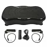 Pedana Vibrante, Fitness Pedana Vibrante 3D Vibration Trainer -Pedana Vibrante con Bluetooth, LCD Display, con Telecomando e Bande di Resistenza, 200W (Nero)