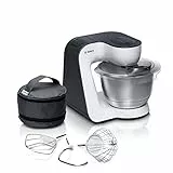 Bosch MUM5 Impastatrice Planetaria - Robot da Cucina Multifunzione, 900 W, 7 Velocità, Ciotola in Acciaio Inox da 3,9 l, Gancio Impasti Duri, Frusta Impasti Morbidi e Frusta per Montare