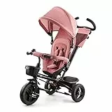 Kinderkraft AVEO Triciclo bambini dai 9 Mesi fino 25 kg, Passeggino con Maniglione del Genitore regolabile, Bici, Compatto pieghevole, Sedile girevole Fronte Mamma e Strada, Ruota libera, Rosa