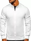 BOLF Uomo Felpa Senza Cappuccio con Cerniera a Zip Maglia Manica Lunga Tempo Libero Sport Fitness Outdoor Basic Casual Style B2002 Bianco L [1A1]