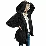 vokkrv Felpa Donna Morbida Pelosa Felpa Pile Donna con Cappuccio Giacca in Pile a Manica Lunga Tinta Unita Calda Sweatshirt Maglione Oversize Pullover Elegante Outwear per Autunno Inverno, S-5XL