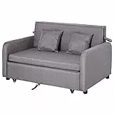 HOMCOM Divano Letto 2 Posti 2 in 1 con Vano Contenitore e Design Moderno, Letto Singolo, Imbottito e Rivestito in Lino Grigio