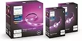 PHILIPS Hue White&Color Ambiance Lightstrip, Kit base Striscia LED Smart da 2m + 2 Ambiance Lightstrip, Striscia LED Smart da 1m