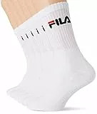 FILA Calzini Uomo Tennis Set di 6 Calze Sportive Uomo Tessitura con Imbottiti e Traspiranti, Bianchi, Taglie 43/46