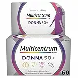 Multicentrum Donna 50+, Integratore Alimentare Multivitaminico Completo, Acido folico, Vitamina D, E, Combatte Stanchezza per Donne 50+ anni, 60 Compresse