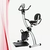 YM Cyclette da CASA Pieghevole SALVASPAZIO X-Bike Cardio Fitness, Sella Regolabile in Altezza, RICHIUDIBILE, Manubrio + POGGIASCHIENA + BRACCIOLI RECLINABILI, TAVOLINO Porta Computer E Tablet, Ruote