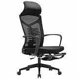 SIHOO Sedia da ufficio ergonomica, sedia da scrivania reclinabile con supporto lombare regolabile e funzione di blocco Sedia in rete con schienale alto con poggiapiedi, carico massimo 150 kg (Nero)