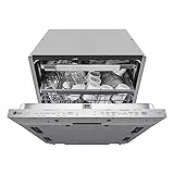 LG QuadWash DB365TXS Lavastoviglie da Incasso a Scomparsa Totale, Serie 3, Classe B, 14 coperti, 4 Bracci Irroratori, Vapore, Cerniere Sliding, Apertura Automatica, 3° Cestello, Wi-Fi, Acciaio