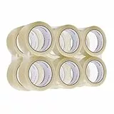 Amazon Basics - Nastro adesivo forte per imballaggio, 50 mm x 55 m, spessore: 2.7 mil, trasparente, confezione da 12 rotoli